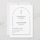 Moderne Minimalistische Witte Boog QR-code Trouwfo Kaart (Voorkant)