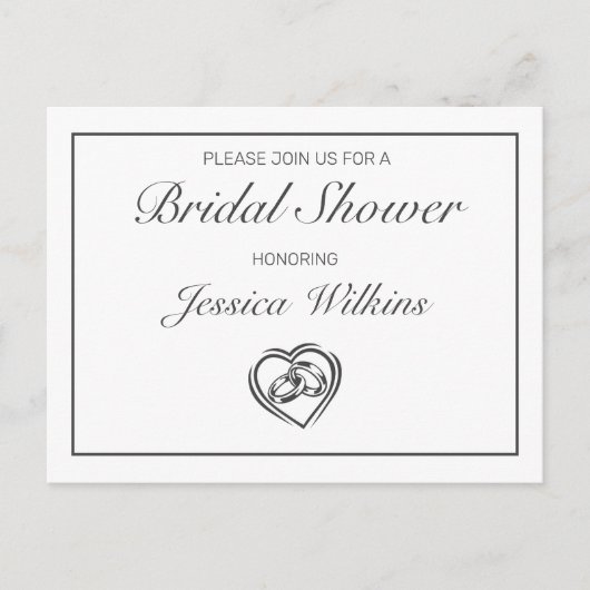 Moderne Minimalistische Witte Bruidsfeest Uitnodig Briefkaart (Voorkant)