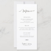 Moderne minimalistische witte bruiloft diner menu (Voorkant)