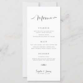 Moderne minimalistische witte bruiloft diner menu
