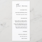 Moderne minimalistische witte bruiloft diner menu (Voorkant)