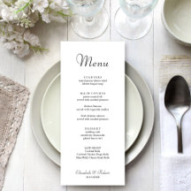 Moderne minimalistische witte bruiloft menu