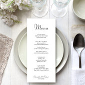 Moderne minimalistische witte bruiloft menu