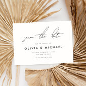 Moderne minimalistische witte bruiloft Save the Da Date