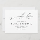 Moderne minimalistische witte bruiloft Save the Da Date (Voorkant)