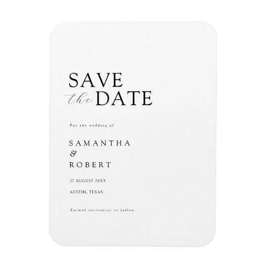Moderne minimalistische witte bruiloft Save the Da Magneet (Verticaal)
