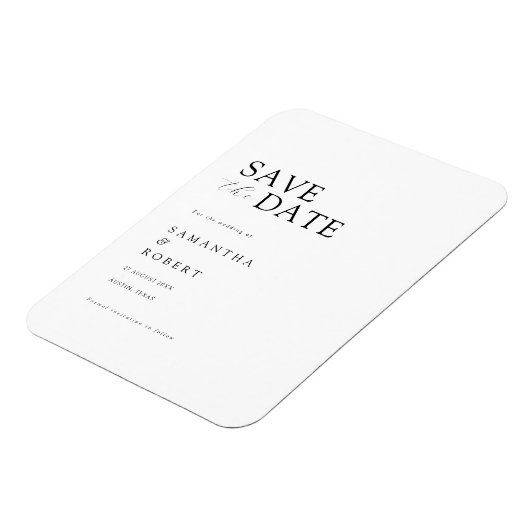 Moderne minimalistische witte bruiloft Save the Da Magneet (Linkerzijde)