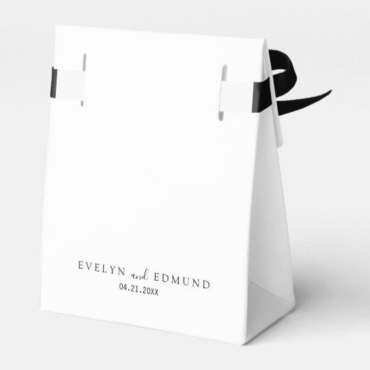 Moderne minimalistische witte dank u bruiloft bedankdoosjes (Achterkant)