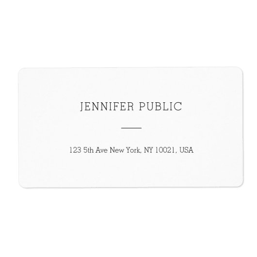 Moderne minimalistische witte eenvoudige Sjabloon  Etiket (Voorkant)