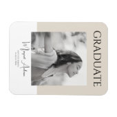 Moderne Minimalistische Witte en Bruine Foto Afstu Magneet (Horizontaal)