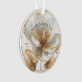 Moderne Minimalistische Witte en Gouden Bruiloft Ornament (voorkant)