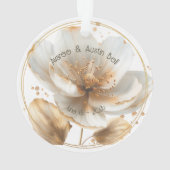 Moderne Minimalistische Witte en Gouden Bruiloft Ornament (achterkant)