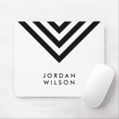 Moderne minimalistische witte en zwarte Chevron Ge Muismat (Met muis)