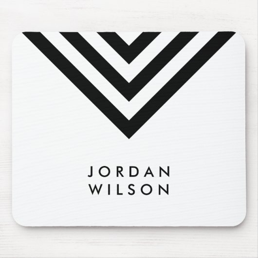 Moderne minimalistische witte en zwarte Chevron Ge Muismat (Voorkant)