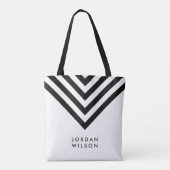 Moderne minimalistische witte en zwarte Chevron Ge Tote Bag (Achterkant)