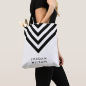 Moderne minimalistische witte en zwarte Chevron Ge Tote Bag (Dichtbij)