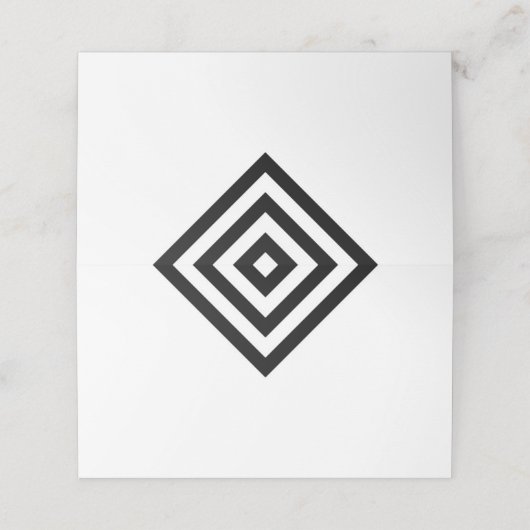 Moderne minimalistische witte en zwarte geometrisc plaatskaartje (Buitenkant ongevouwen)