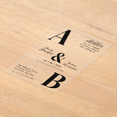 Moderne minimalistische witte en zwarte islamitisc acryl uitnodigingen (Laagn)