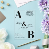 Moderne minimalistische witte en zwarte islamitisc acryl uitnodigingen (Insitu (Huwelijk))