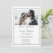 Moderne minimalistische witte foto bruiloft kaart (Staand voorkant)