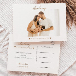 Moderne minimalistische witte foto geboorte aankon aankondigingskaart