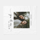 Moderne Minimalistische Witte Foto Script Fleece Deken (Voorkant (Horizontaal))