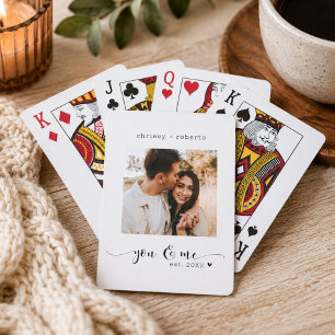 Moderne Minimalistische Witte Foto Script Pokerkaarten