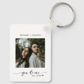 Moderne Minimalistische Witte Foto Script Sleutelhanger (Achterkant)