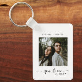 Moderne Minimalistische Witte Foto Script Sleutelhanger (Voorkant)