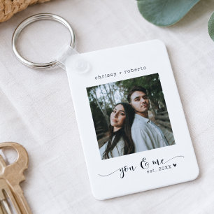 Moderne Minimalistische Witte Foto Script Sleutelhanger