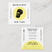 Moderne minimalistische witte gele kapperswinkelsc afsprakenkaartje (Voorkant / Achterkant)