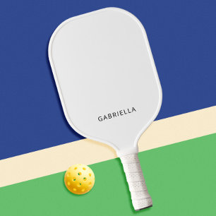 Moderne minimalistische witte gepersonaliseerde na pickleball paddle