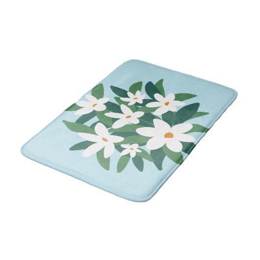 Moderne minimalistische witte jasmijn bloemen op b badmat (Gekanteld)