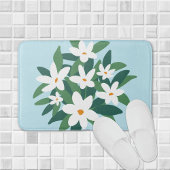 Moderne minimalistische witte jasmijn bloemen op b badmat