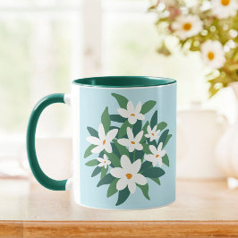 Moderne minimalistische witte jasmijn bloemen op b mok