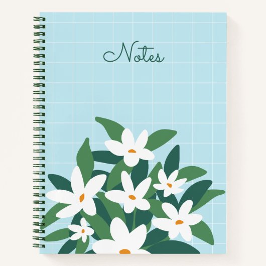 Moderne minimalistische witte jasmijn bloemige Tod Notitieboek (Voorkant)