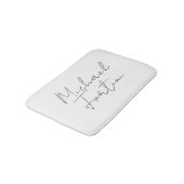 Moderne minimalistische witte jouw naam kalligrafi badmat (Gekanteld)