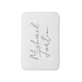 Moderne minimalistische witte jouw naam kalligrafi badmat (Voorkant Verticaal)