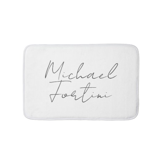 Moderne minimalistische witte jouw naam kalligrafi badmat (Voorkant)