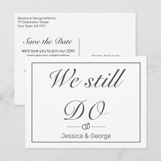 Moderne Minimalistische Witte Jubileum Uitnodiging (Voorkant / Achterkant)