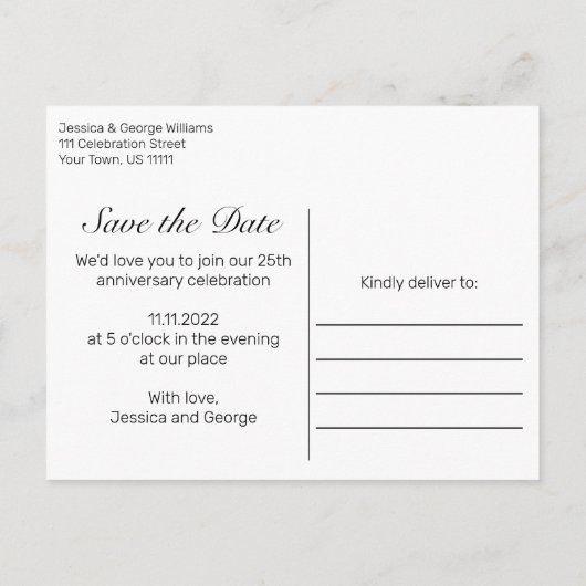 Moderne Minimalistische Witte Jubileum Uitnodiging (Achterkant)