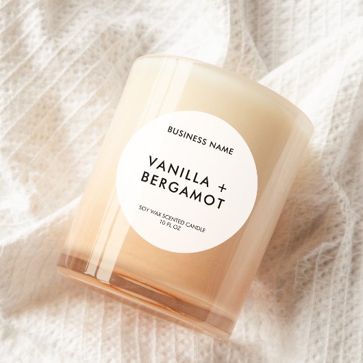 Moderne Minimalistische Witte Kaarslabel Ronde Sticker