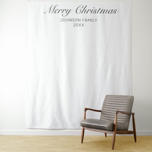Moderne Minimalistische Witte Kerst Foto Achtergro Wandkleed (In situ)