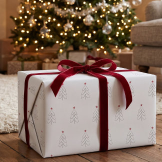Moderne Minimalistische Witte Kerstboom Cadeaupapier