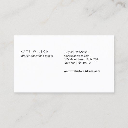 Moderne, minimalistische, witte leder Professional Visitekaartje (Achterkant)