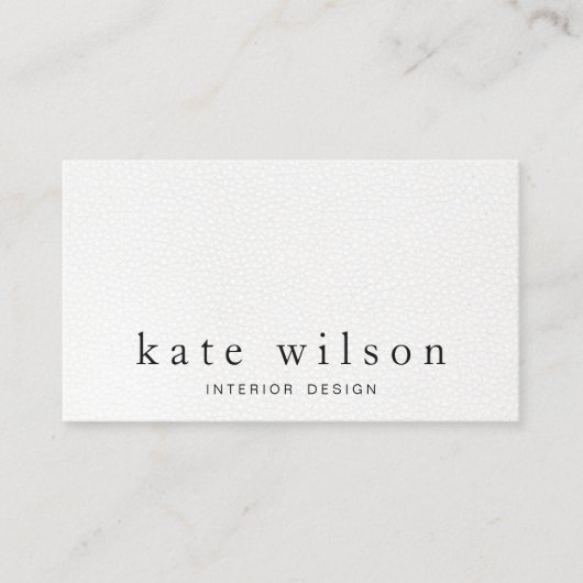 Moderne, minimalistische, witte leder Professional Visitekaartje (Voorkant)