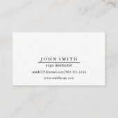 Moderne minimalistische witte mandala yoga instruc visitekaartje (Achterkant)