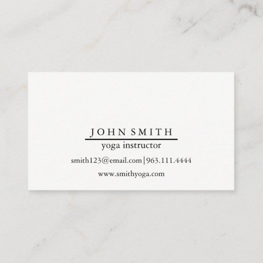 Moderne minimalistische witte mandala yoga instruc visitekaartje (Achterkant)