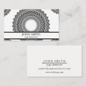 Moderne minimalistische witte mandala yoga instruc visitekaartje (Voorkant / Achterkant)
