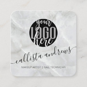 Moderne minimalistische witte marmeren stenen Logo Vierkante Visitekaartje